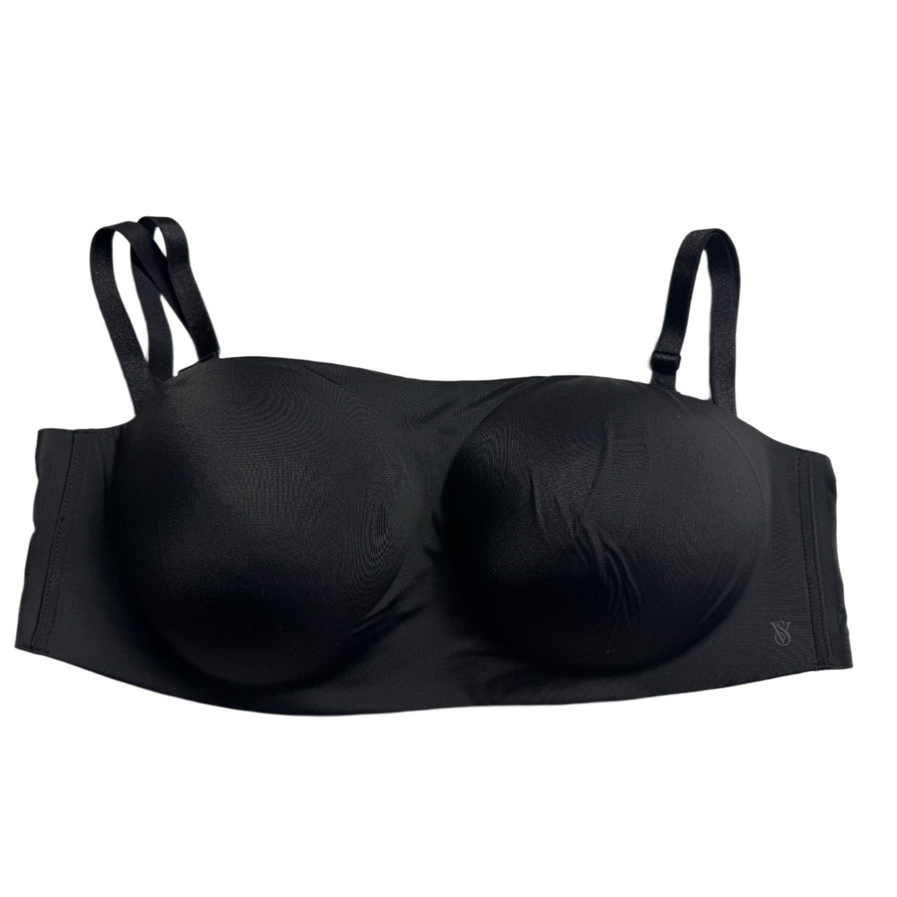 Victoria's Secret Padded Strapless Bra 38DD Black Convertible Multiway Smooth NW